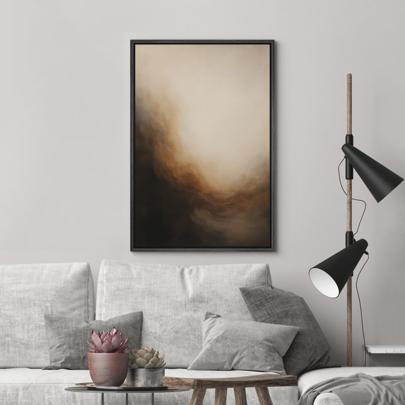 Framed Canvas Wall Art Abstract Painting Print for Modern Home Decor, Black, 24" H x 16" W