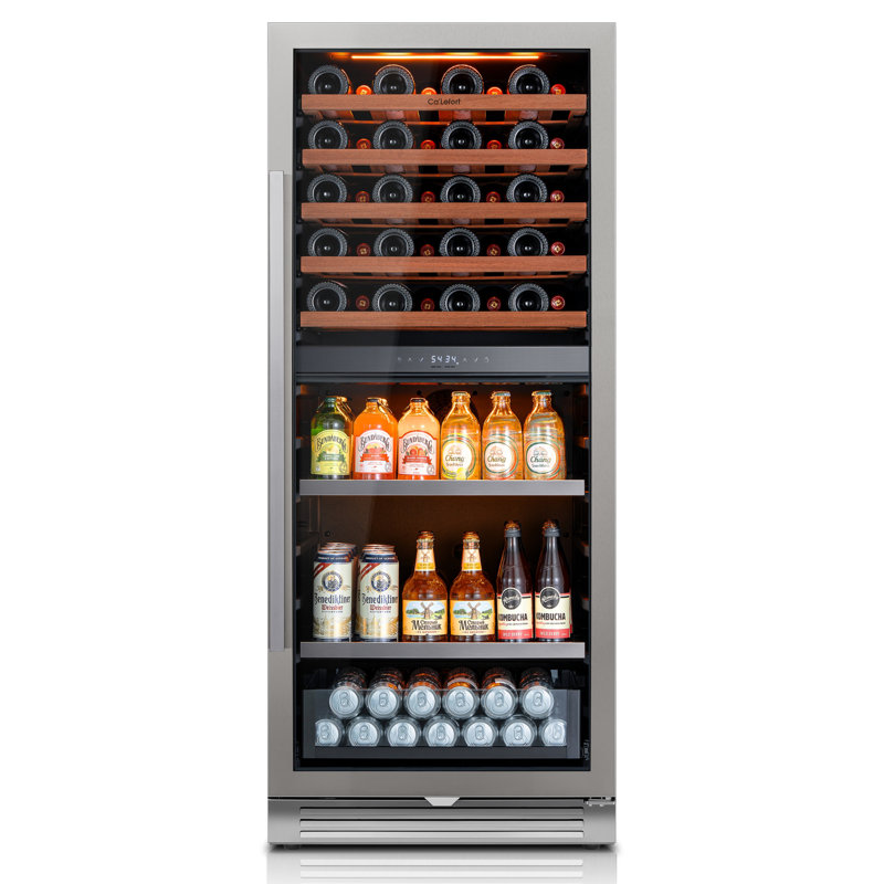 23.4"W Wine & Beverage Refrigerator, 40-Bottle and 112- Can Dual Zone Beverage and Wine Cooler Built-In or Freestanding Beverage and Wine Fridge，Quiet Operation Adjustable Shelves Beverage and Wine Refigerator（Right-Hinged）
