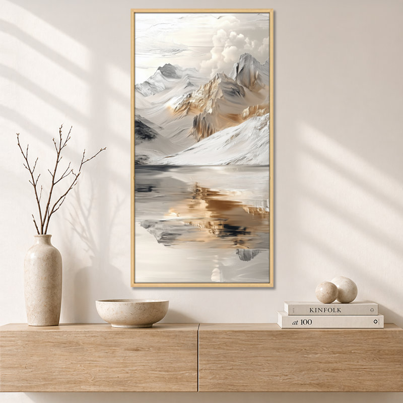«White Gold Armiead I - Lake», reproduction d'art encadrée sur toile, H 20 po x l 12 po, Cadre naturel flottant