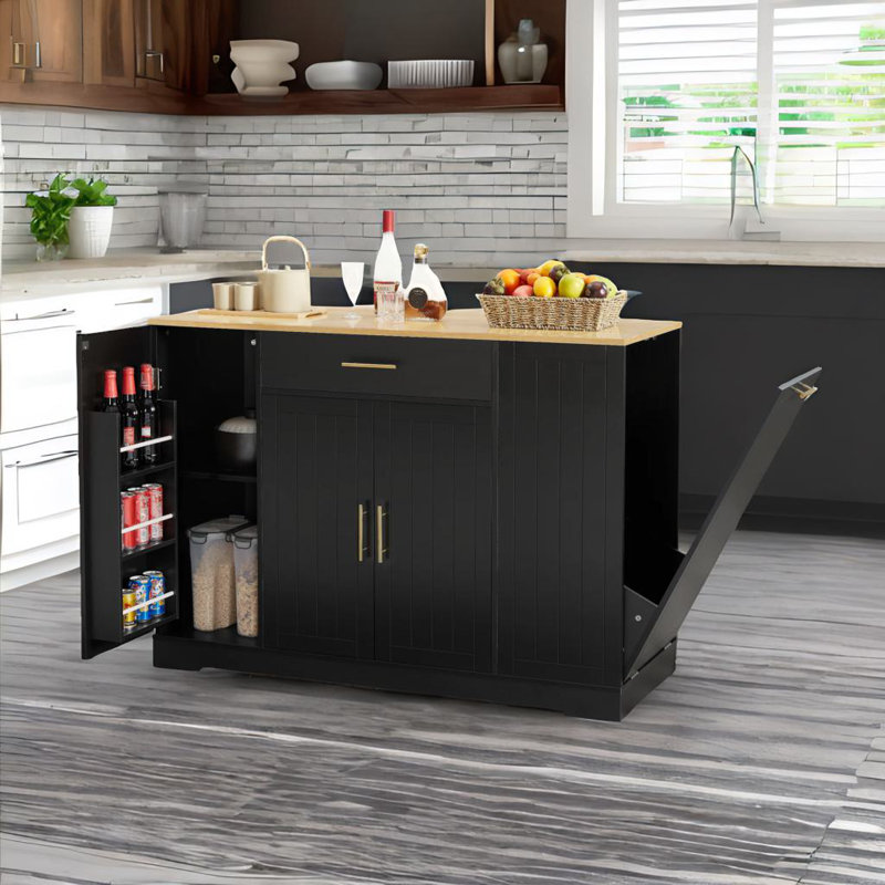 Trash Can Storage Cabinet, Black