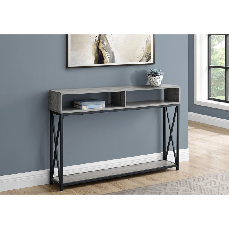 Console de chambre à coucher - Structure moderne en stratifié gris et métal noir