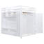 Lit mezzanine double avec centre de divertissement illuminé, armoire et tiroirs de rangement, tablettes-129599064
