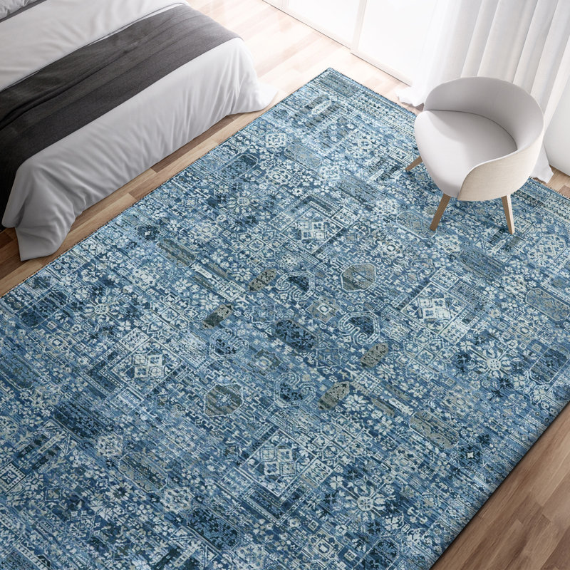Tapis rectangulaire noué à la main, Rectangle de 5 pi x 8 pi