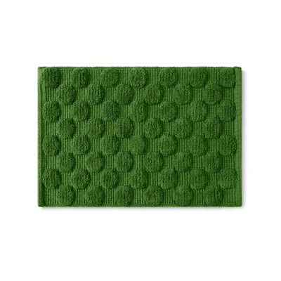 kate spade new york Dotted Woven Absorbent Bath Rug, 17 in x 24 in, 100% Cotton Green Bath Mat