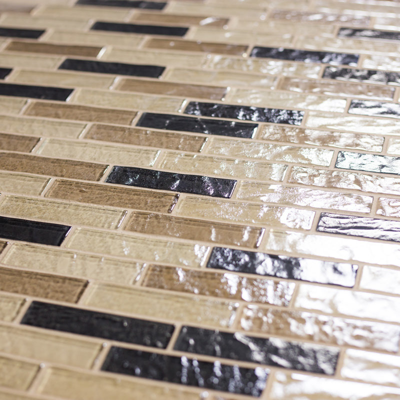 Geo 1 in. x 4 in. Textured Glass Straight Edge Brick Mosaic Wall & Pool Tile, Amazonia Beige