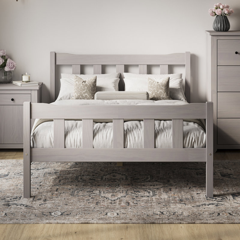 Throop Solid Wood Bed, Double (4'6), Grey