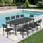 Ensemble repas pour 10 personnes en aluminium avec trou pour parasol et chaises empilables-815252099