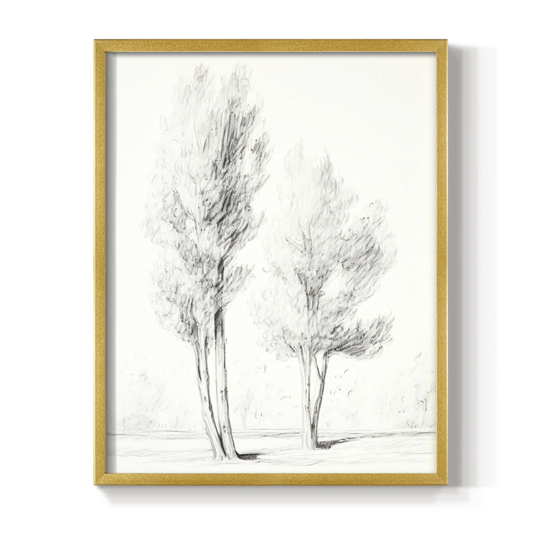 Croquis rétro II, reproduction encadrée - bois massif, 11" H x 9" W, Doré