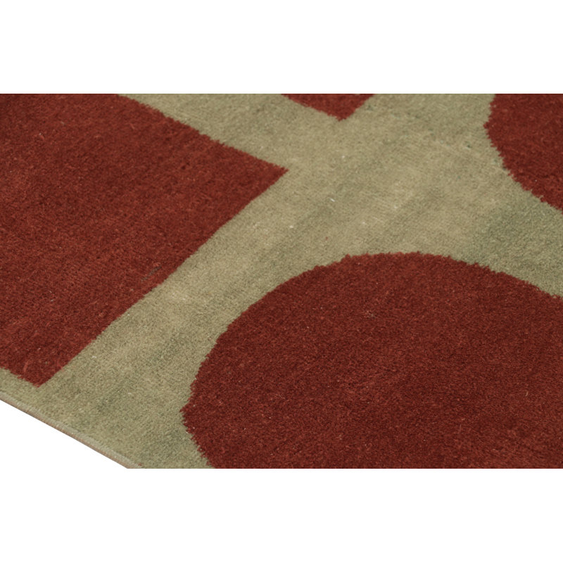 Vintage Turkish Rug, Beige With Warm Red Architectural Patterns - Rug & Kilim