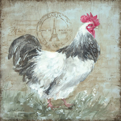 « parisian oblitération coq i », reproduction d’art sur toile tendue