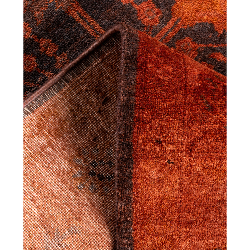 Overdyed Hand-Knotted Wool Modern-Contemporary Pink Runner 3' 1" x 7' 11"