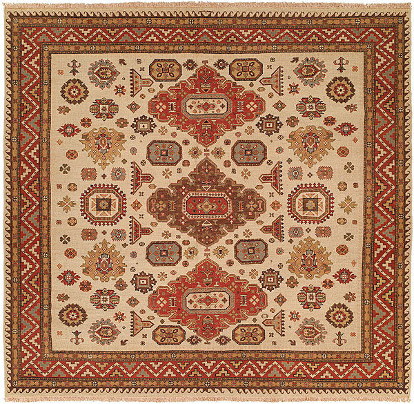 Hand Woven Wool Oriental Area Rug, Square 8'