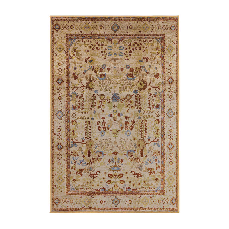Tapis oriental ivoire / brun clair, Rectangle 7 pi x 10 pi