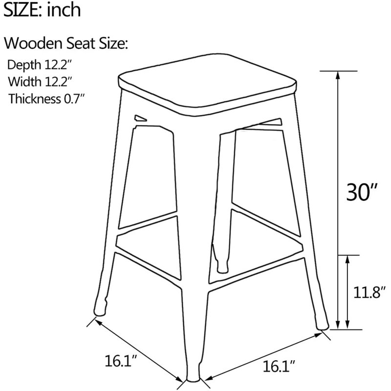 Hartung Counter Stool with Metal Frame, Black, Bar Stool (30" Seat Height)