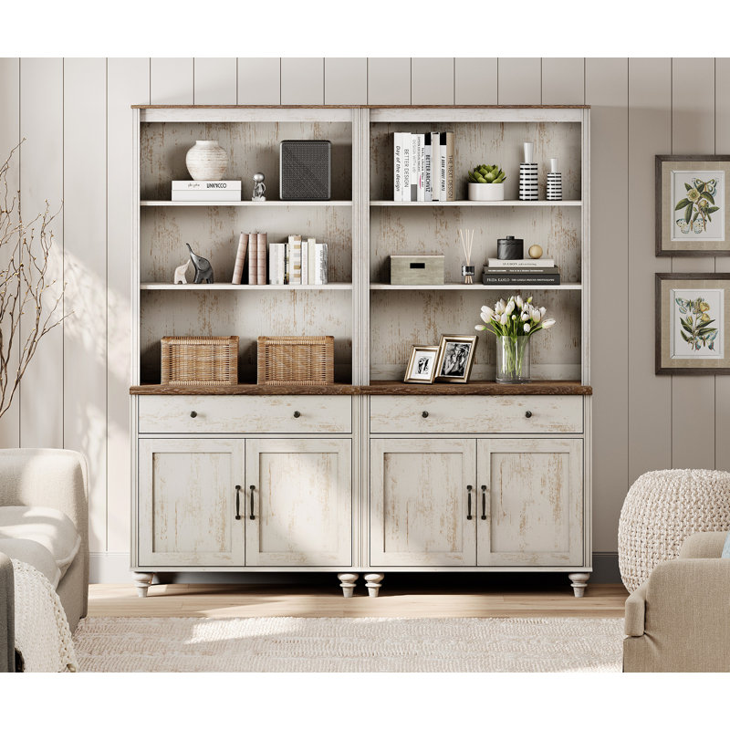 Bibliothèque Scarlett H 72,1 "x l 67,7", Blanc rustique