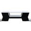 Table basse noire avec rangement géométrique et rangement en verre trempé de 6 mm
