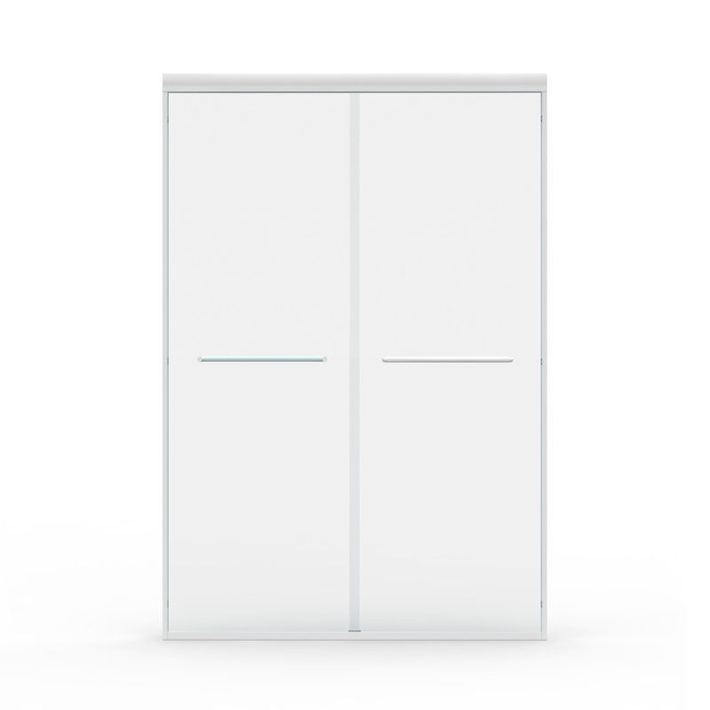 44" - 48" W x 72" H Double Sliding Shower Door, Semi-frameless Bypass Bathroom Sliding Door with 1/4" (6mm) Tempered Glass for Walk-in Shower, White GF-24D03-48WHX