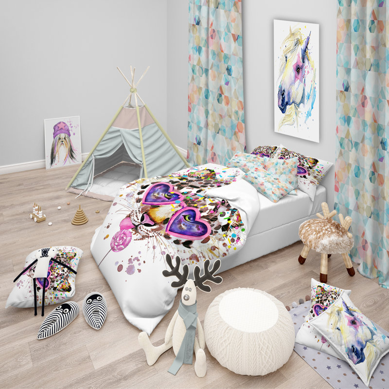 Ensemble de housse de couette tropical, Housse simple + 1 taie décorative