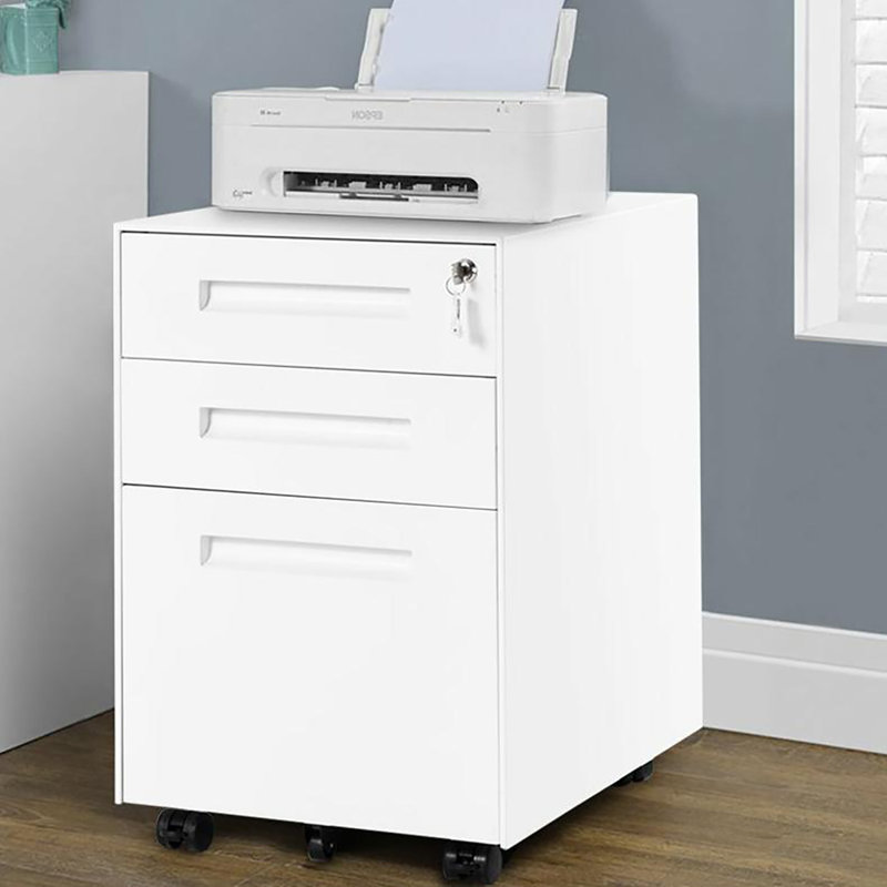Murrah 41cm Wide 3 -Drawer Mobile Steel File Cabinet, White
