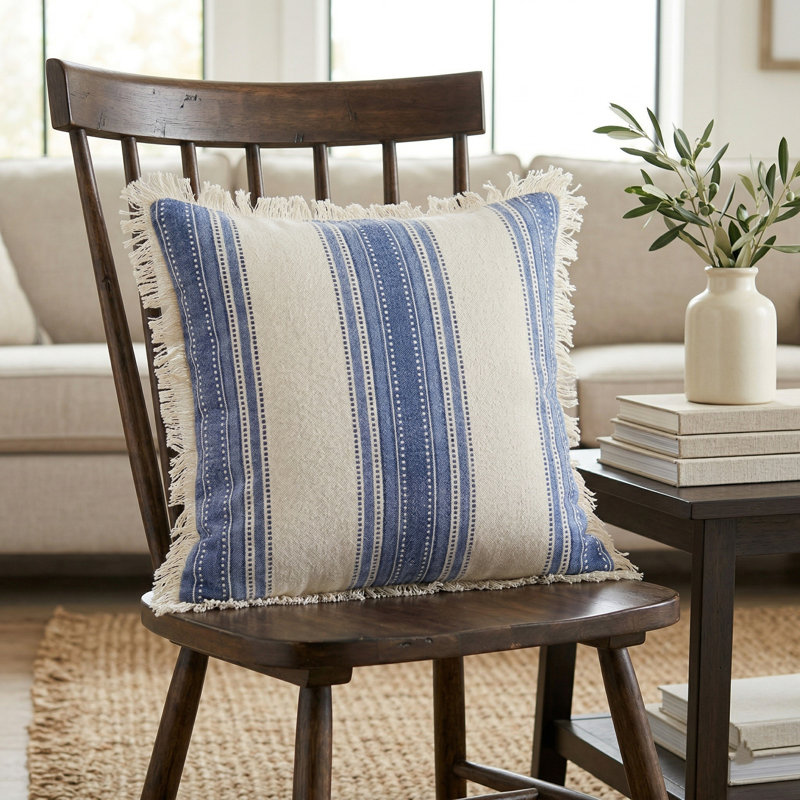 Cotton Striped Throw Pillow Cover, Pillow Cover Only - No Insert