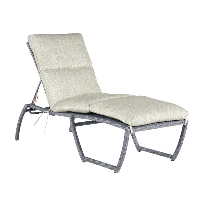 Chaise longue d'extérieur en résine et osier Skye N-Dura, Huître, Pas de soudure, Papier ciel