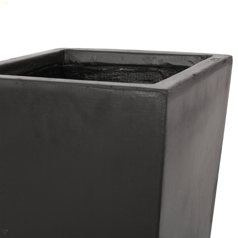 Petite jardinière d'extérieur moderne en pierre MGO, H 32,47 po x l 13,05 po x P 13,05 po, Noir