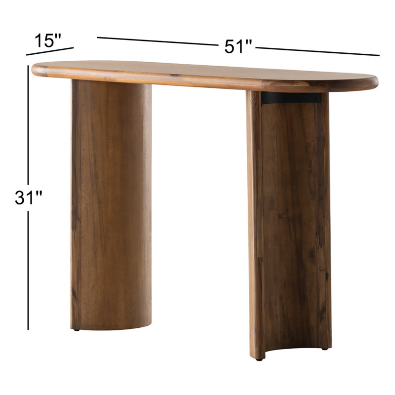 Console en bois massif de 51 po Haiden, Acacia sablé