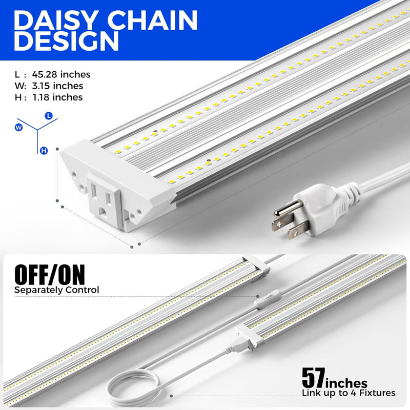 Lumières de croissance Barrina Tx72 4Ft pour le démarrage des graines, 288 W (4 x 72 W, 2 000 W équivalents), Ppfd élevé, spectre complet 5000K, 4 paquets