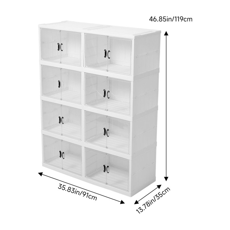 8 Pair Stackable Shoe Storage Cabinet