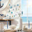  Ensemble de décorations d'arbre de Noël, boules de Noël incassables bleu pâle et argent 50 carats, plage d'été bord de mer nautique suspendue marine
