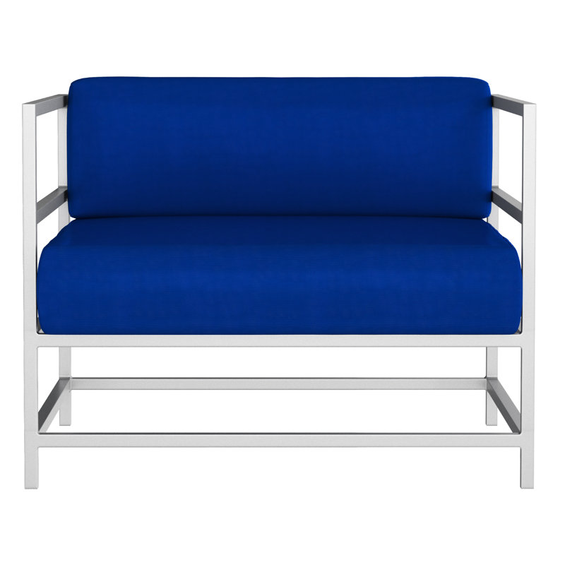 Fauteuil club Delano, non, Toile Sunbrella® bleu pacifique, Argent Kessler