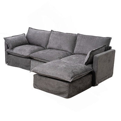 93.31" Modular Sectional Sofa Couch For Living Room, Modern L-Shaped Sofa With Movable Ottoman, 4-Seater Sofa Set For Apartment, Office. by Latitude Run
