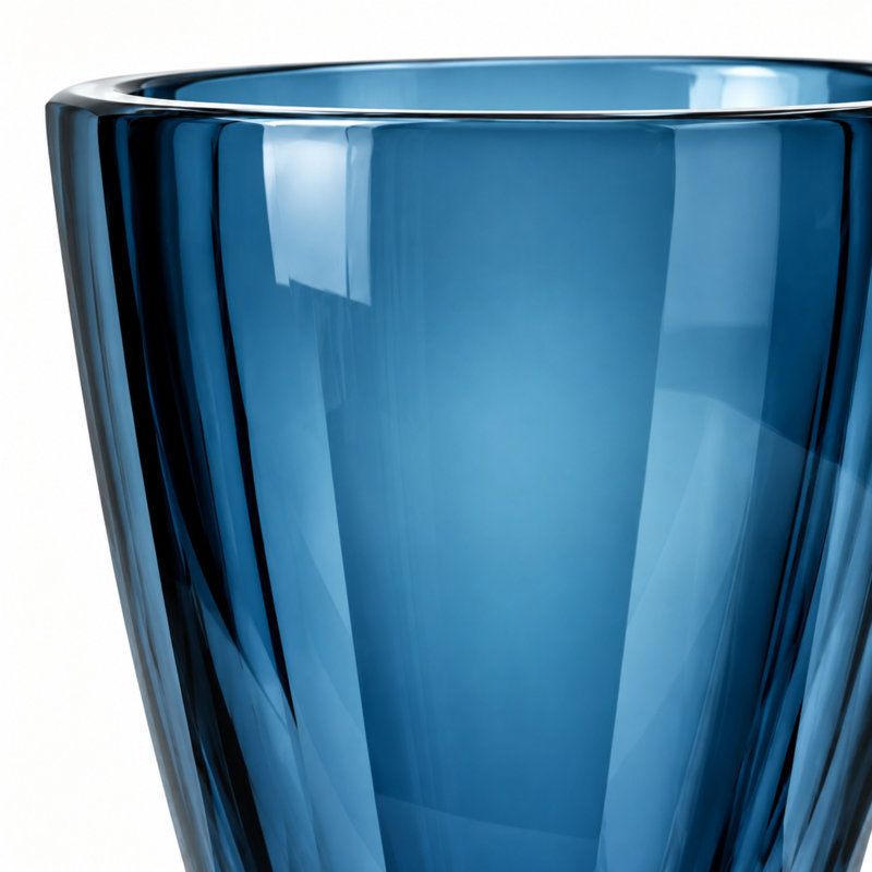 Vase de table minimaliste en verre de 25 cm avec base lourde, centre de table décoratif, bleu, H 10 po x l 6 po x L 6 po