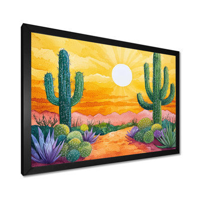 Cactus paysage au coucher du soleil I - art mural floral cactus