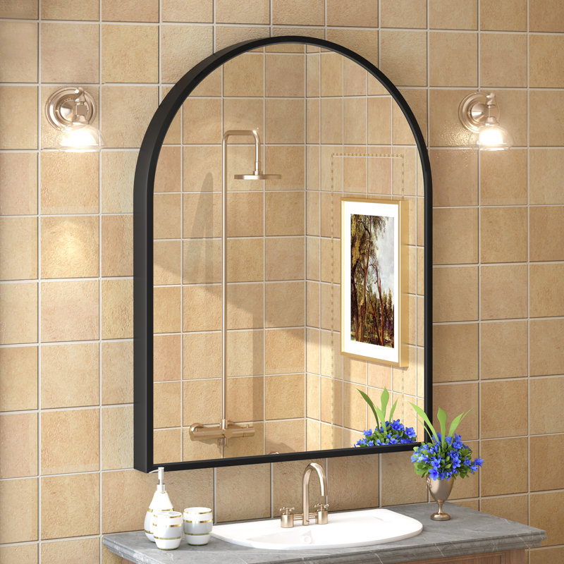 Miroir mural Amara, 40 po x 30 po, Noir mat