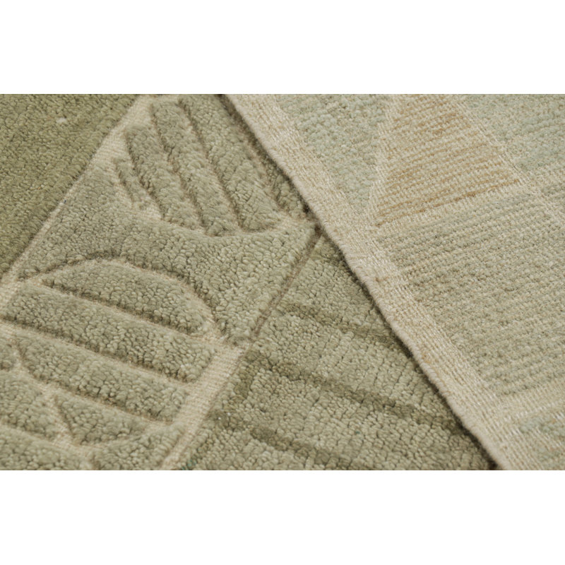 Rug & Kilim’S Scandinavian Style Rug In Green With High-Low Geometric Patterns