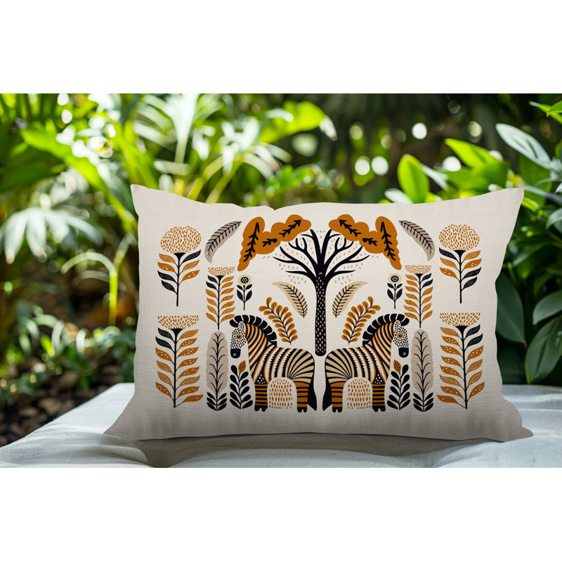 Oreiller rectangulaire réversible intérieur / extérieur Zuby Zebra, Rectangulaire H 18 po x l 25 po, Orange