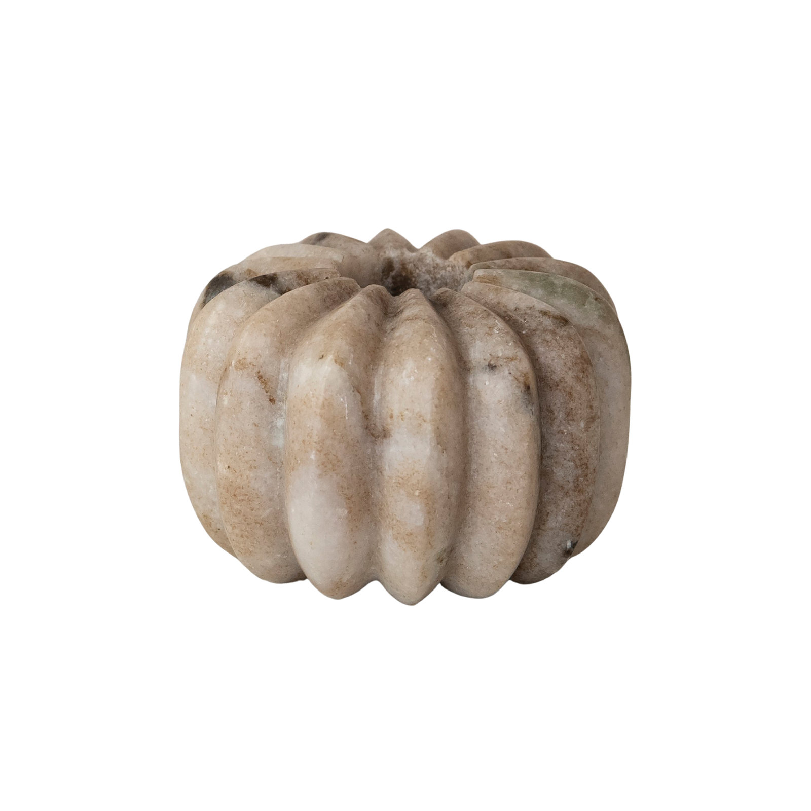Buff Marble Ribbed Taper Candle Holder