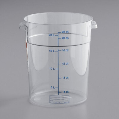 Vigor 22 pte Contenant alimentaire rond en polycarbonate transparent avec dégradés bleus - homologué NSF, lavable au lave-vaisselle, empilable