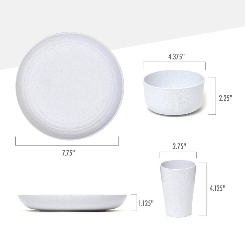 Service de table 12 pièces en mélamine pour 4 personnes Belandina, Blanc