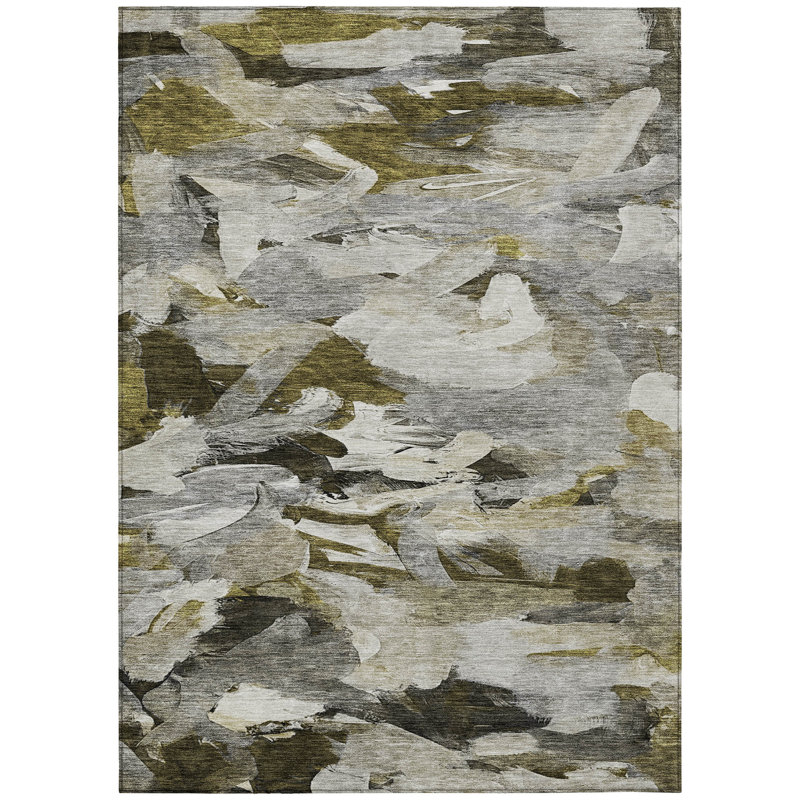 Granite Rectangular Synthetic Washable Non-slip 10' x 14' Area Rug