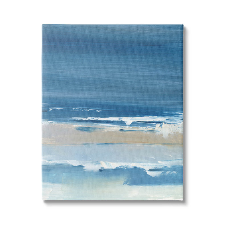 Crashing Waves Blue and Beige Canvas Landscape Art