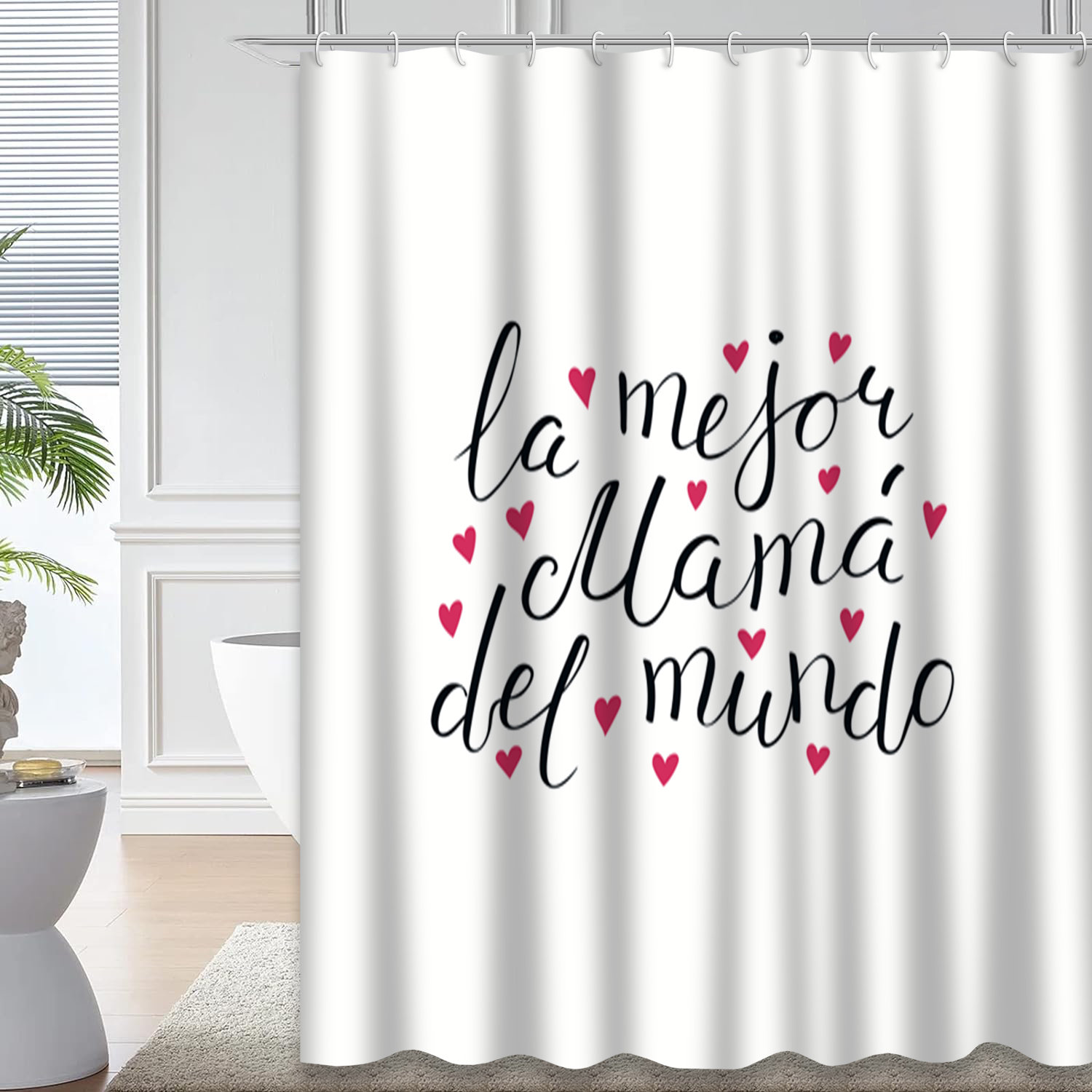 FYATHM Mom Spanish Waterproof Shower Curtain,Lettering Best Mom World ...