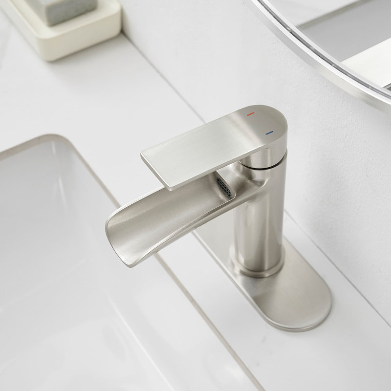Single Hole Waterfall Bathroom Faucet With Drain Assembly Single Handle Bathroom Sink Faucets Brass Bathroom Vanity Basin Taps With Deck Plate