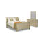 Ensemble de chambre à coucher 3 pièces, un grand lit avec 1 miroir et une commode en bois, finition or métallique-799800727-725191537