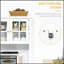 Élégant buffet avec huche, armoire de rangement pour garde-manger avec porte vitrée encadrée, tiroir et espace pour micro-ondes, blanc