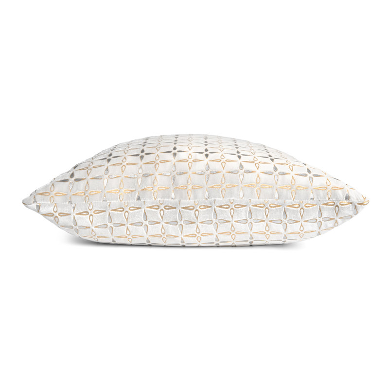Petal Metal Square Velvet Pillow, 20"H x 20"W, White Geometric