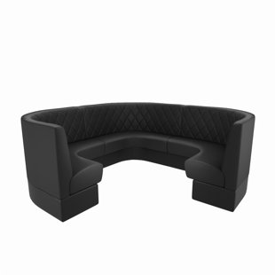 3/4 Circle Curved Booth, Private Corner Booth - Stitched Diamond Tufting (Pack of Three 1/4 Circle Booths)