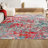 Lasley Contemporary POP Modern Abstract Blue/Red Rug-1740873498