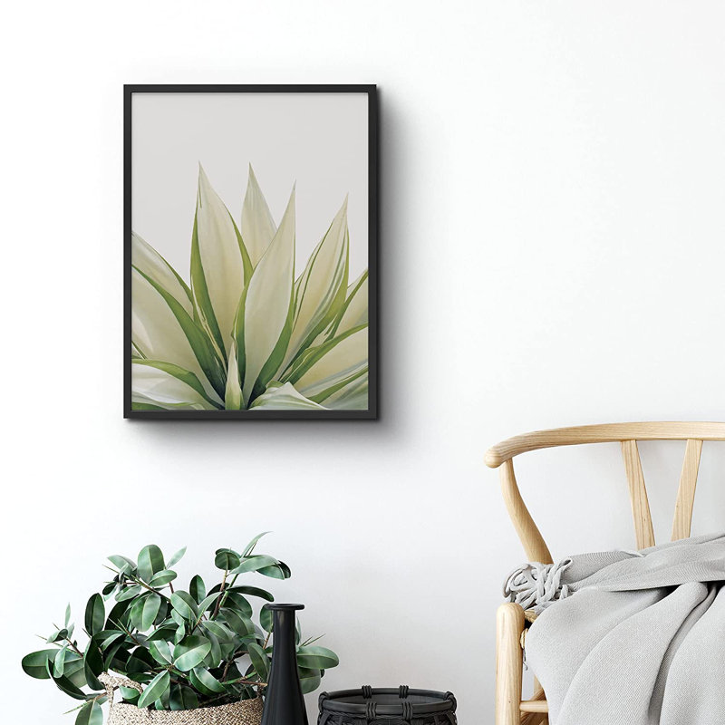 Feuille vert clair sur fond blanc - Photographie avec cadre photo, Noir
